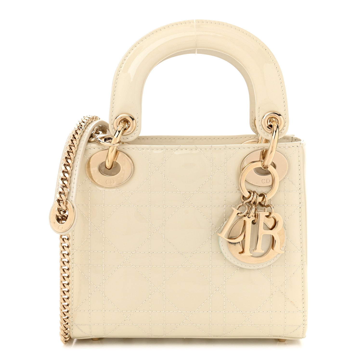Christian Dior Patent Cannage Mini Lady Dior Ivory 1 of 11