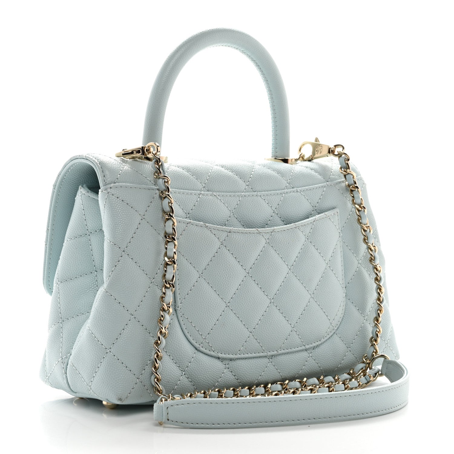 Chanel Caviar Quilted Mini Coco Handle Flap Light Blue 3 of 11