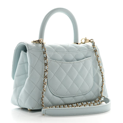 Chanel Caviar Quilted Mini Coco Handle Flap Light Blue 3 of 11