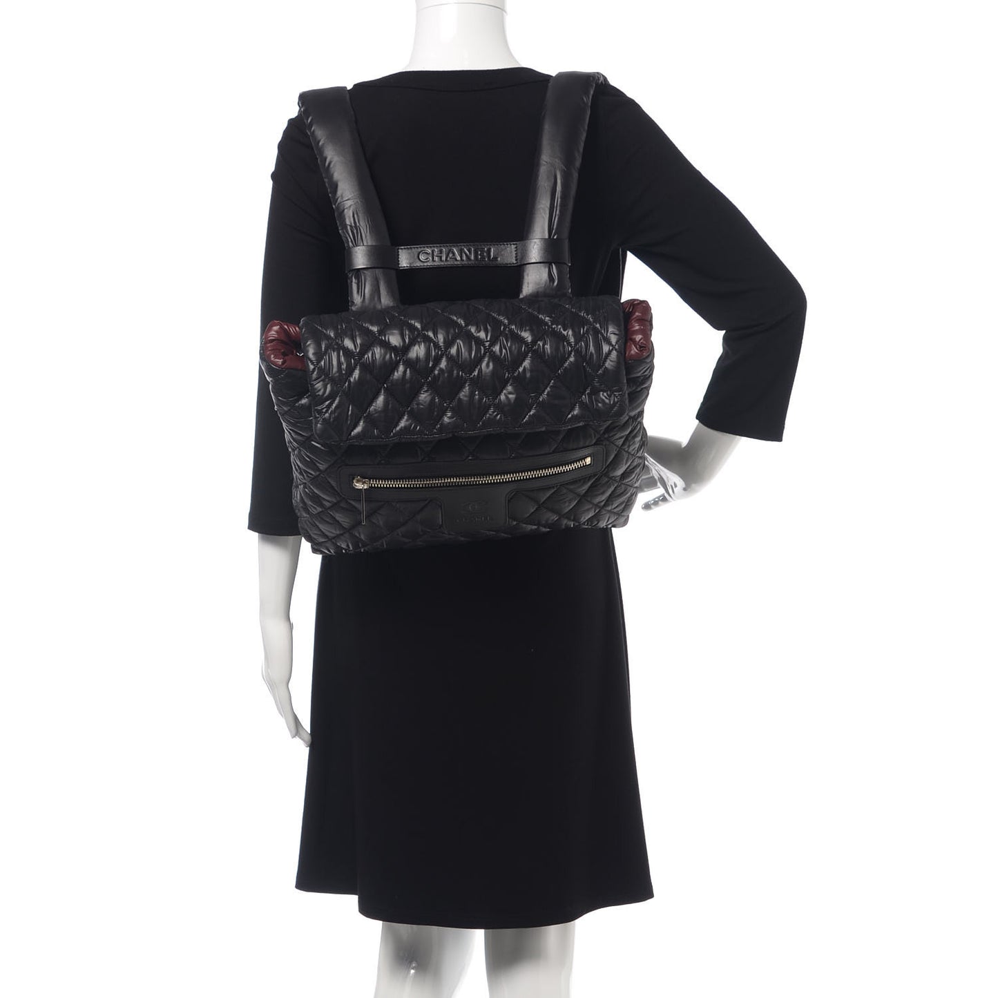 Nylon Quilted Coco Cocoon Backpack Black