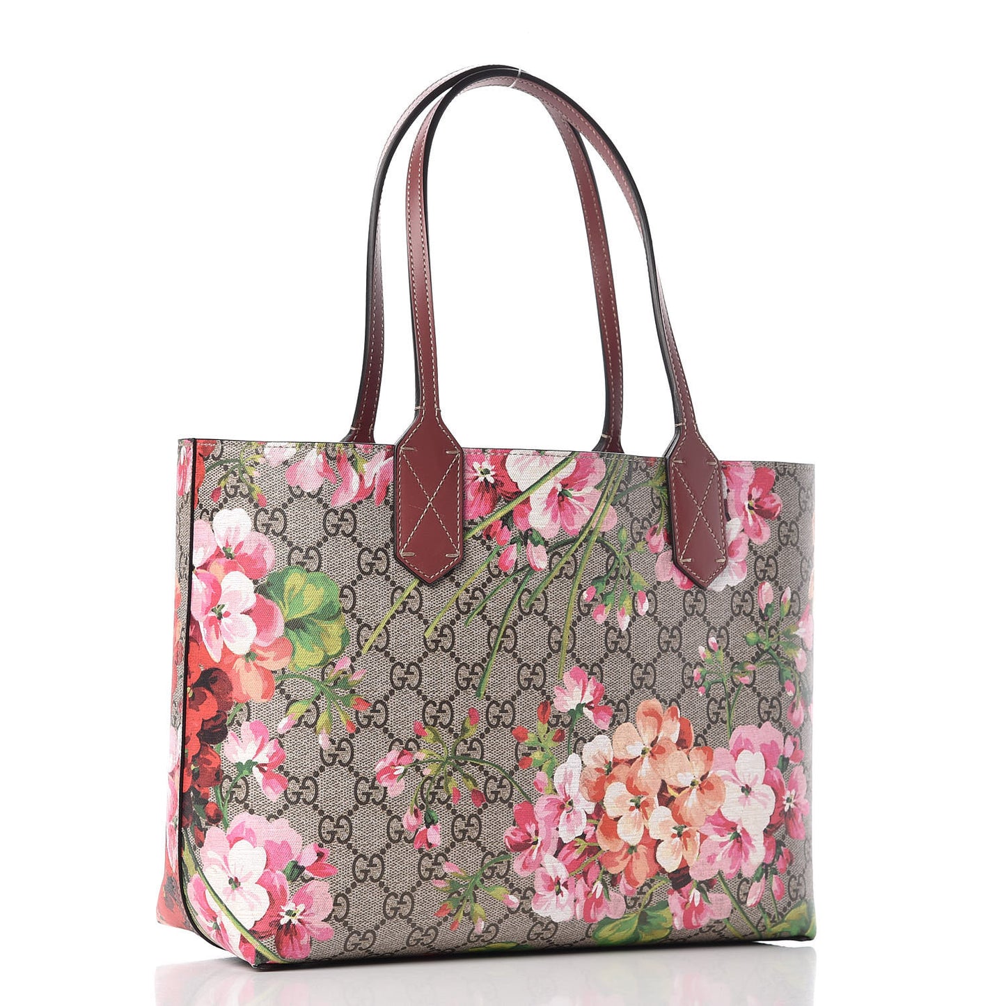 GG Supreme Monogram Blooms Small Reversible Tote Beige Multicolor Dry Rose