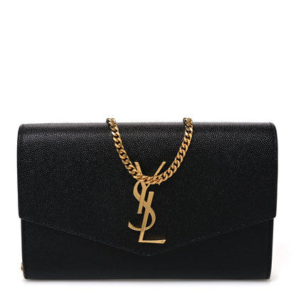 Saint Laurent Grain De Poudre Uptown Chain Wallet Black 1 of 10
