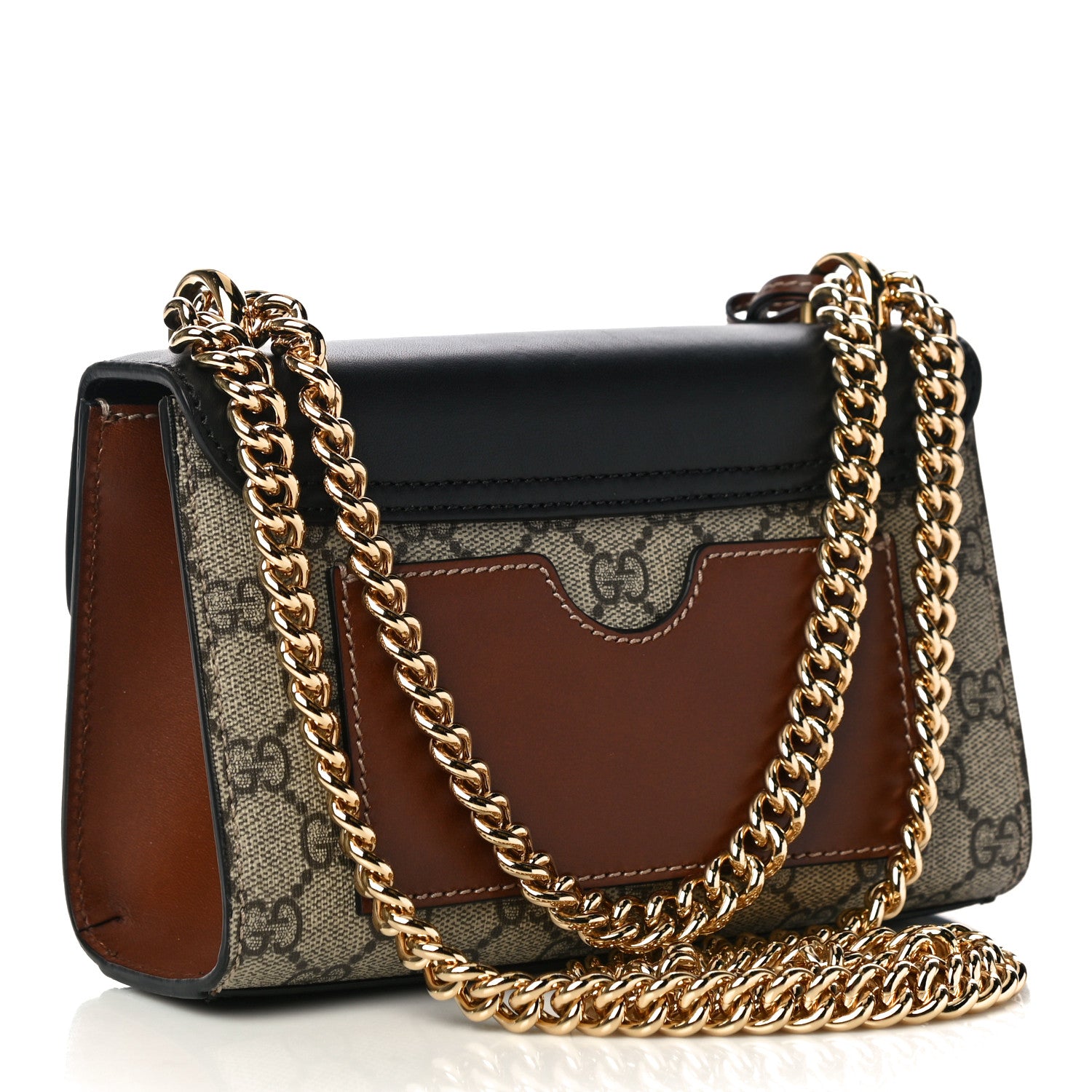 Gucci GG Supreme Monogram Calfskin Small Padlock Shoulder Bag Beige Black Cuir 3 of 14