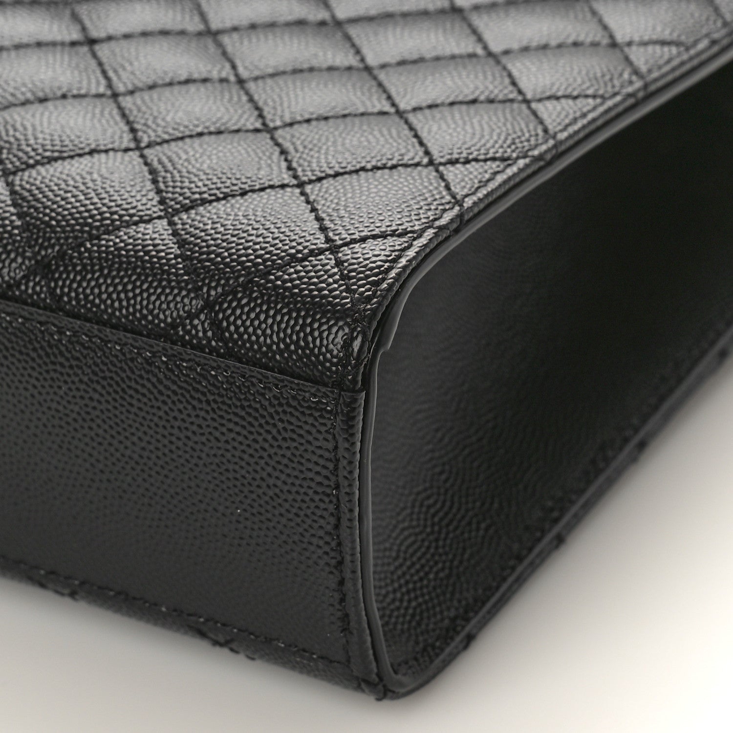 Saint Laurent Grain De Poudre Textured Mixed Matelasse Large Triquilt Monogram Monochrome Satchel Black 7 of 7