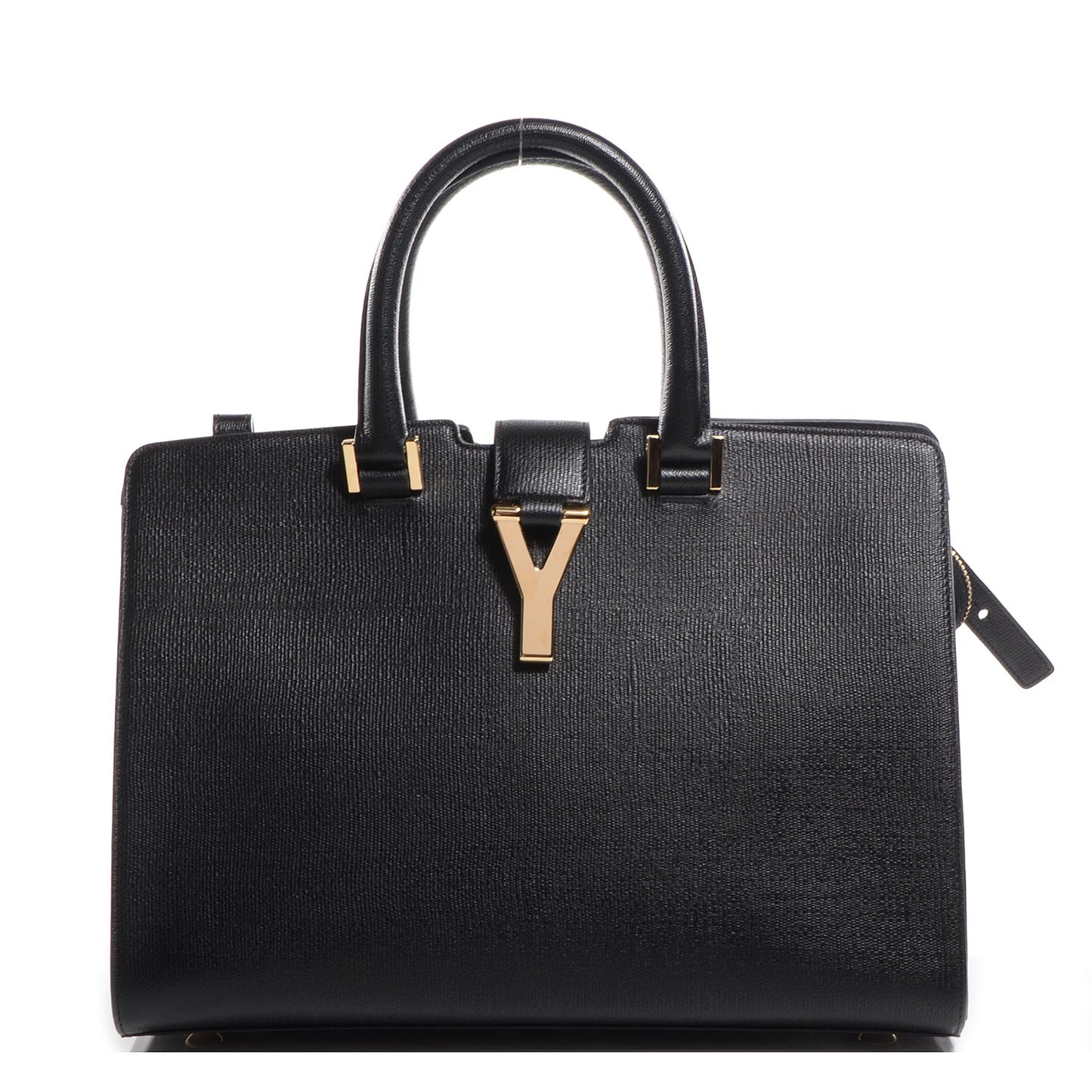 Textured Leather Classic Small Cabas Y Bag Black