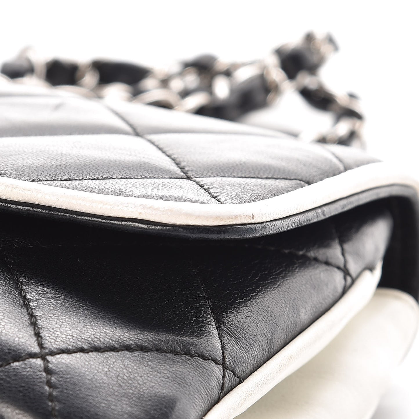 Lambskin Two Tone Flap Black White