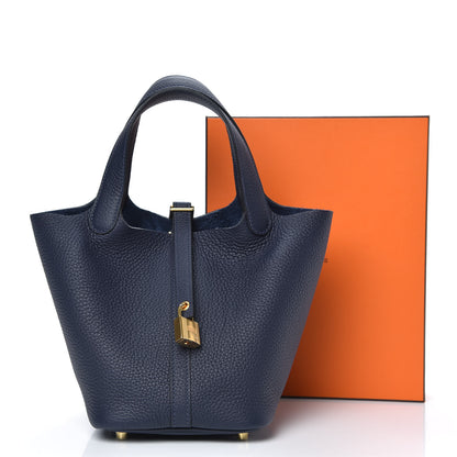 Hermes Taurillon Clemence Picotin Lock 18 PM Bleu Nuit 9 of 9