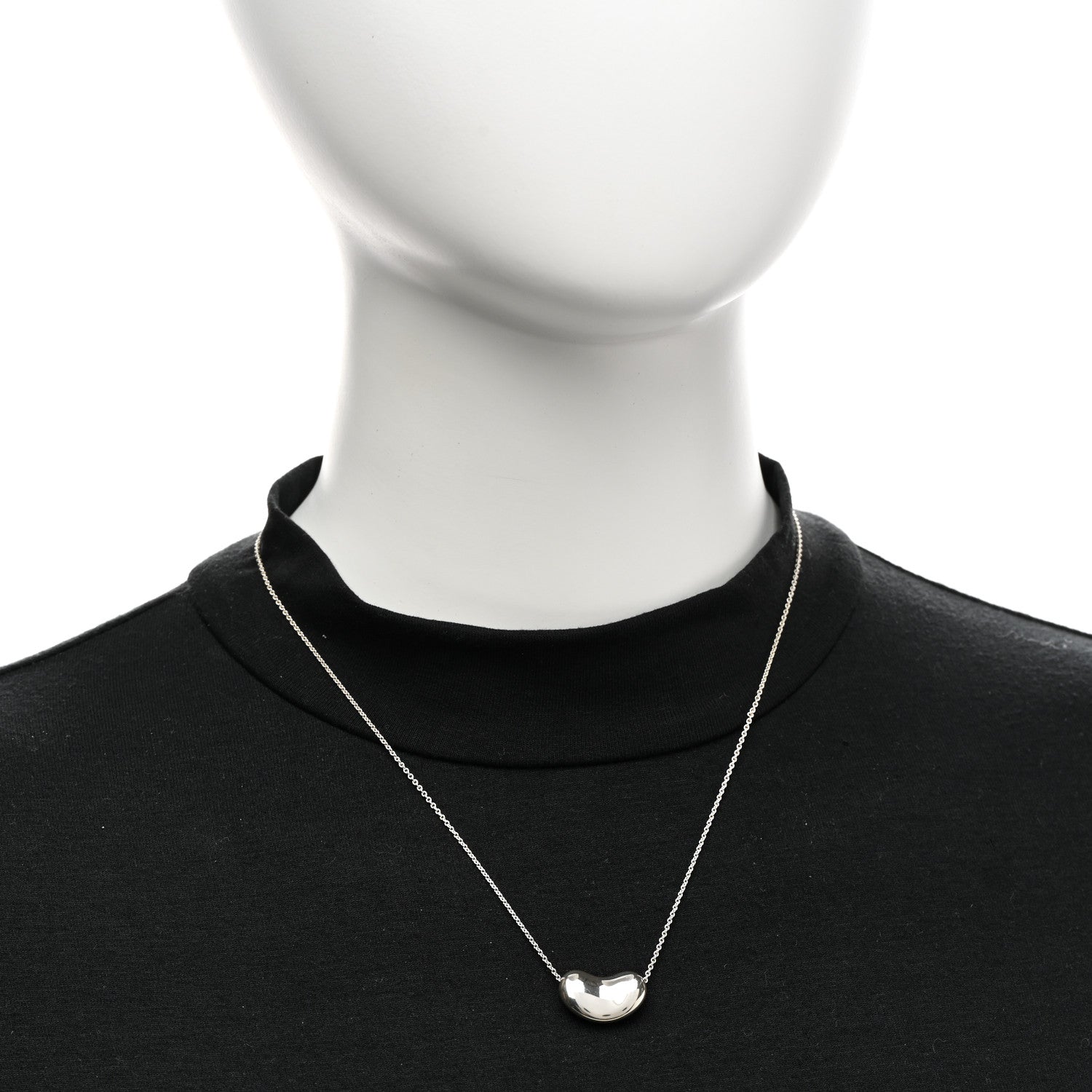 Tiffany Sterling Silver 18mm Elsa Peretti Bean Pendant Necklace 2 of 5
