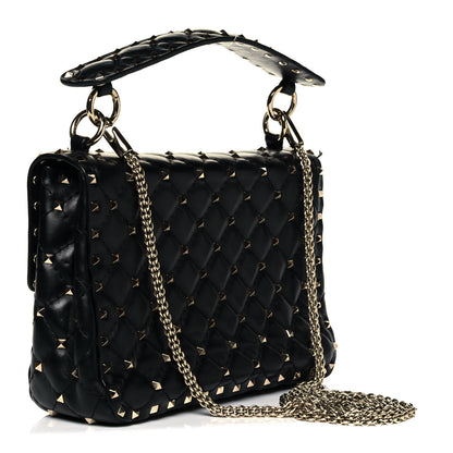 Valentino Garavani Lambskin VLTN Print Medium Rockstud Spike Shoulder Bag Black 3 of 10