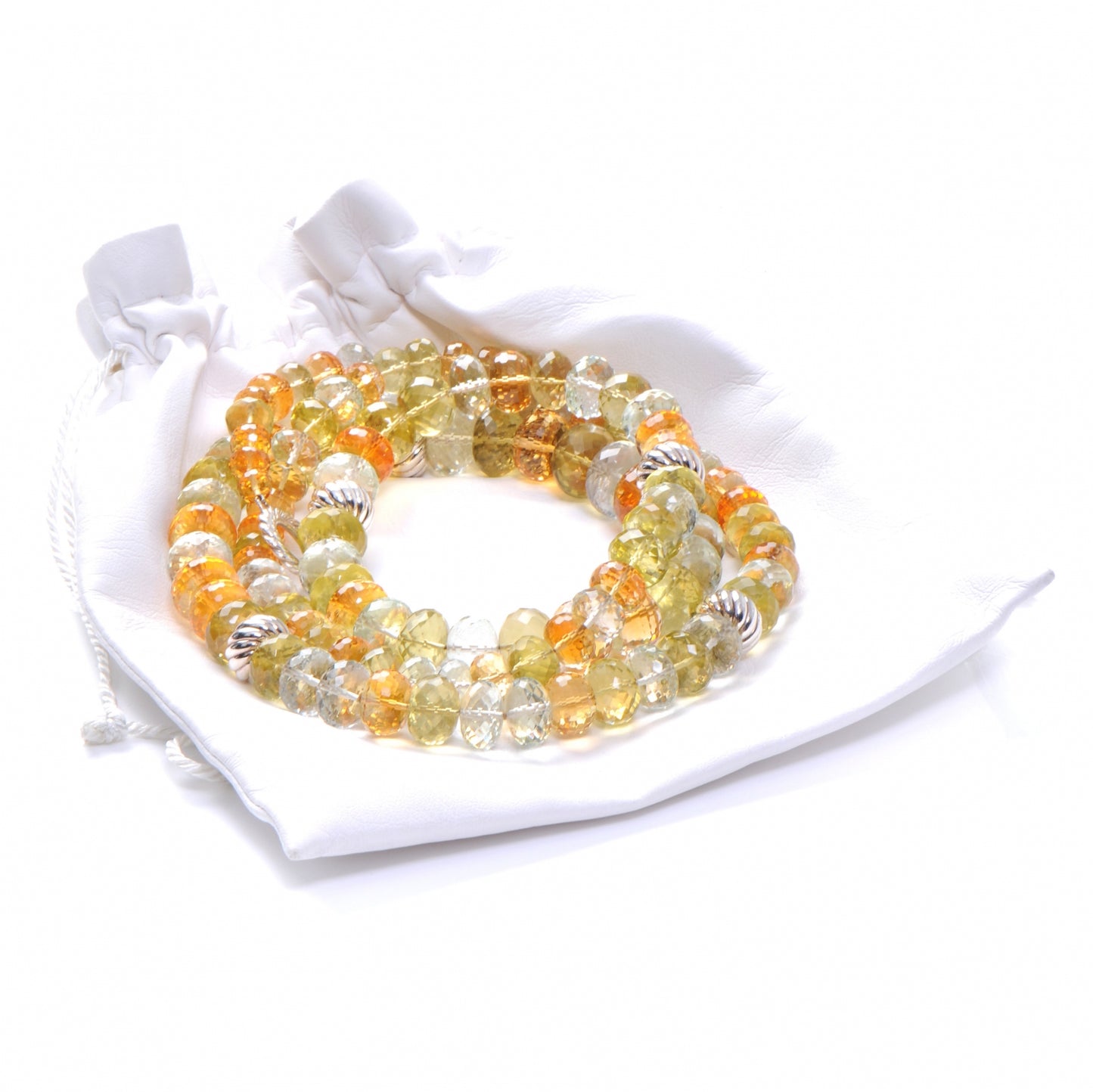 Citrine Peridot Quartz Bead Necklace