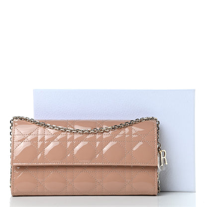 Christian Dior Patent Cannage Lady Dior Wallet On Chain Beige 11 of 11