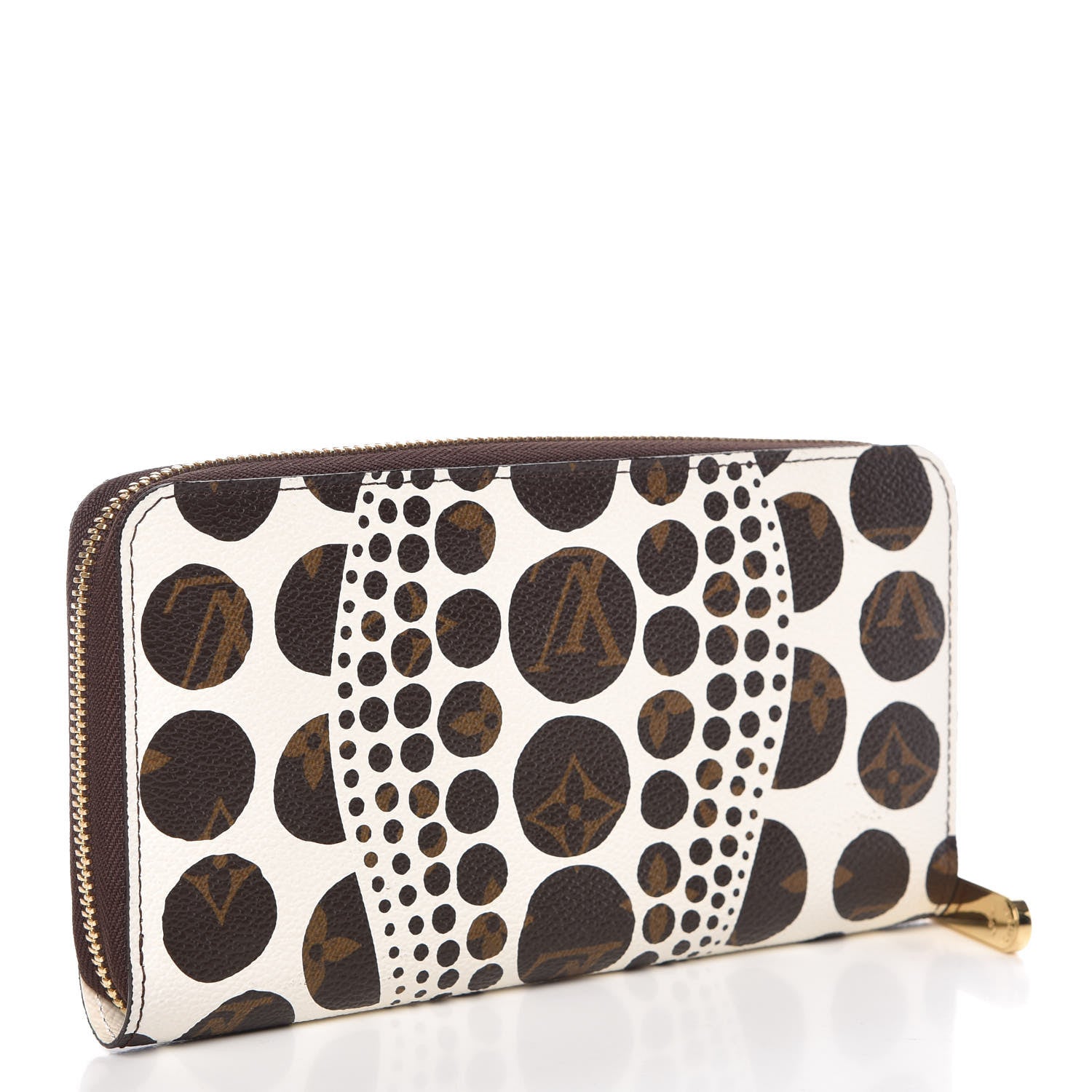 Louis Vuitton Monogram Kusama Pumpkin Dots Zippy Wallet White 3 of 10