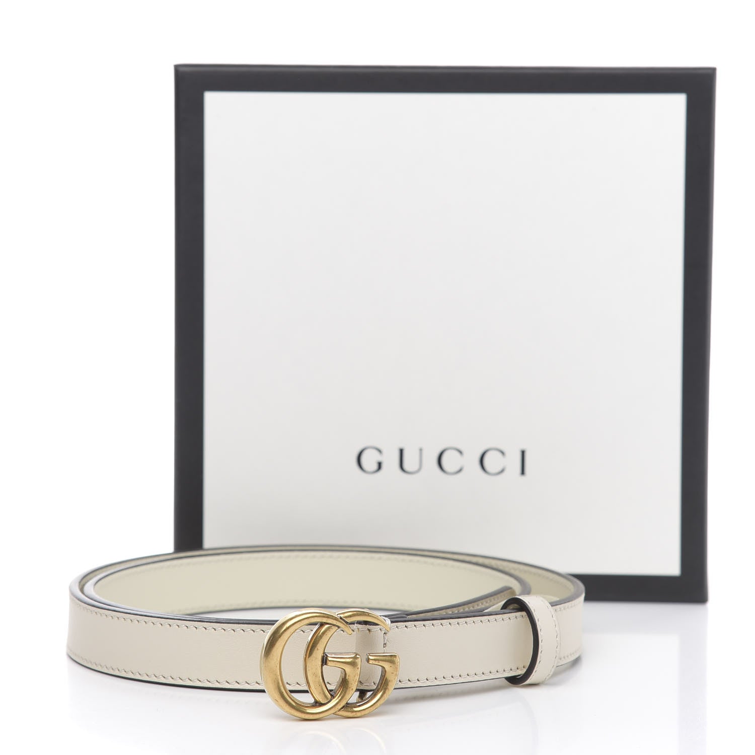 Gucci Calfskin Double G 20mm Belt 90 36 Mystic White 6 of 6