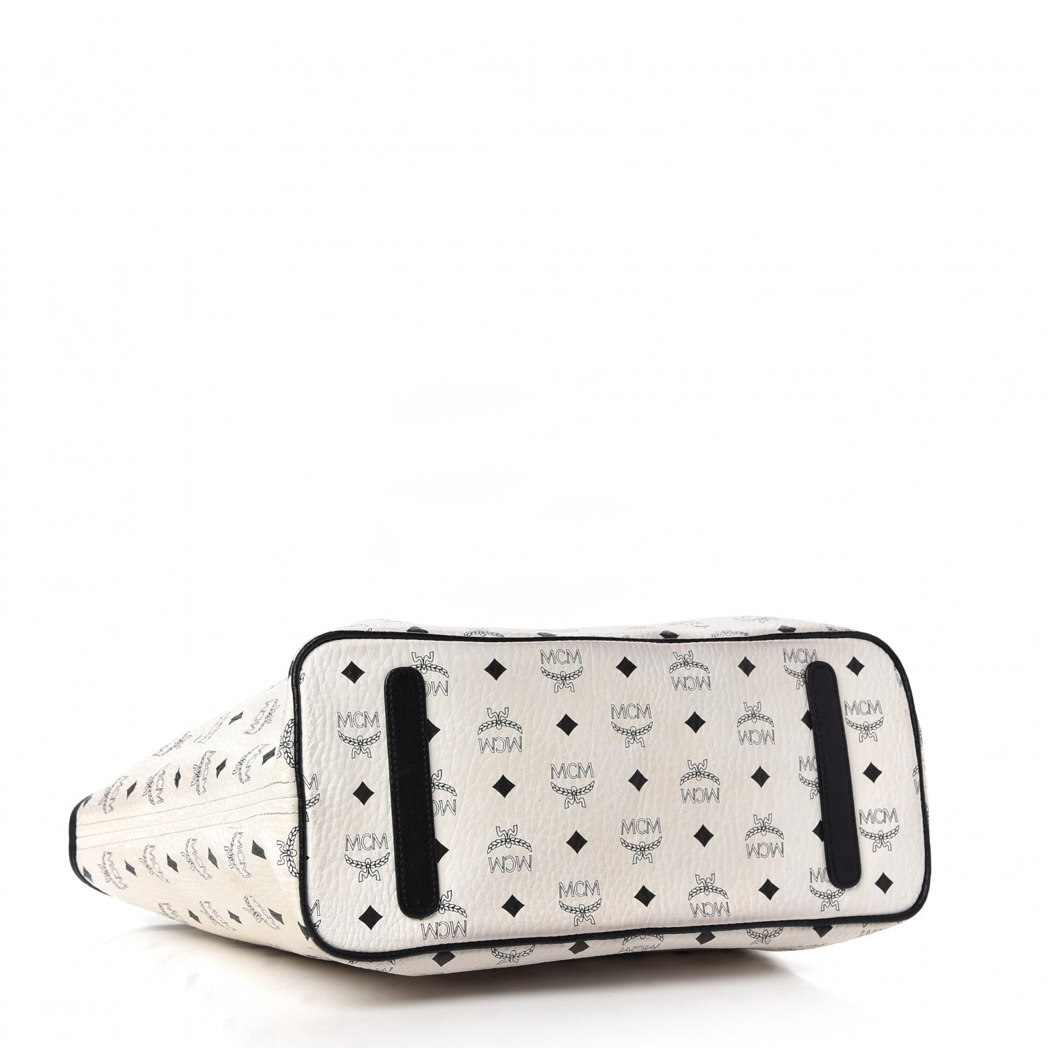MCM Visetos Medium Anya Zip Top Shopper Tote White 4 of 17