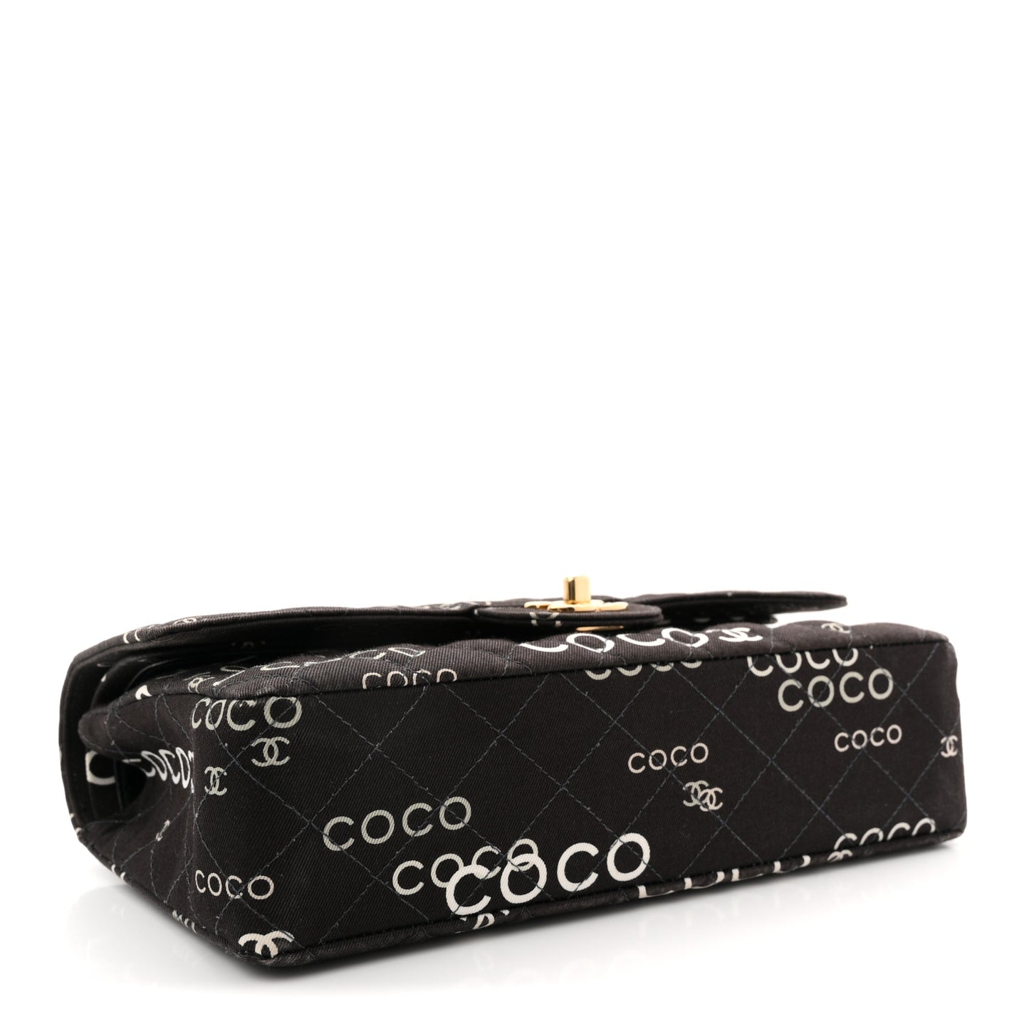 Canvas Coco Printed Quilted Medium Double Flap Black White