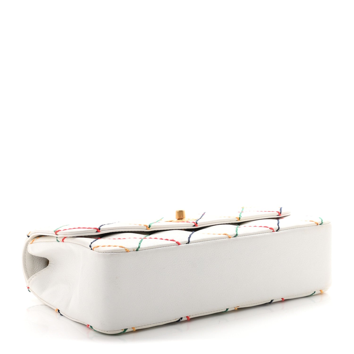 Chanel Calfskin Rainbow Stitched Medium Flap White Multicolor 4 of 11