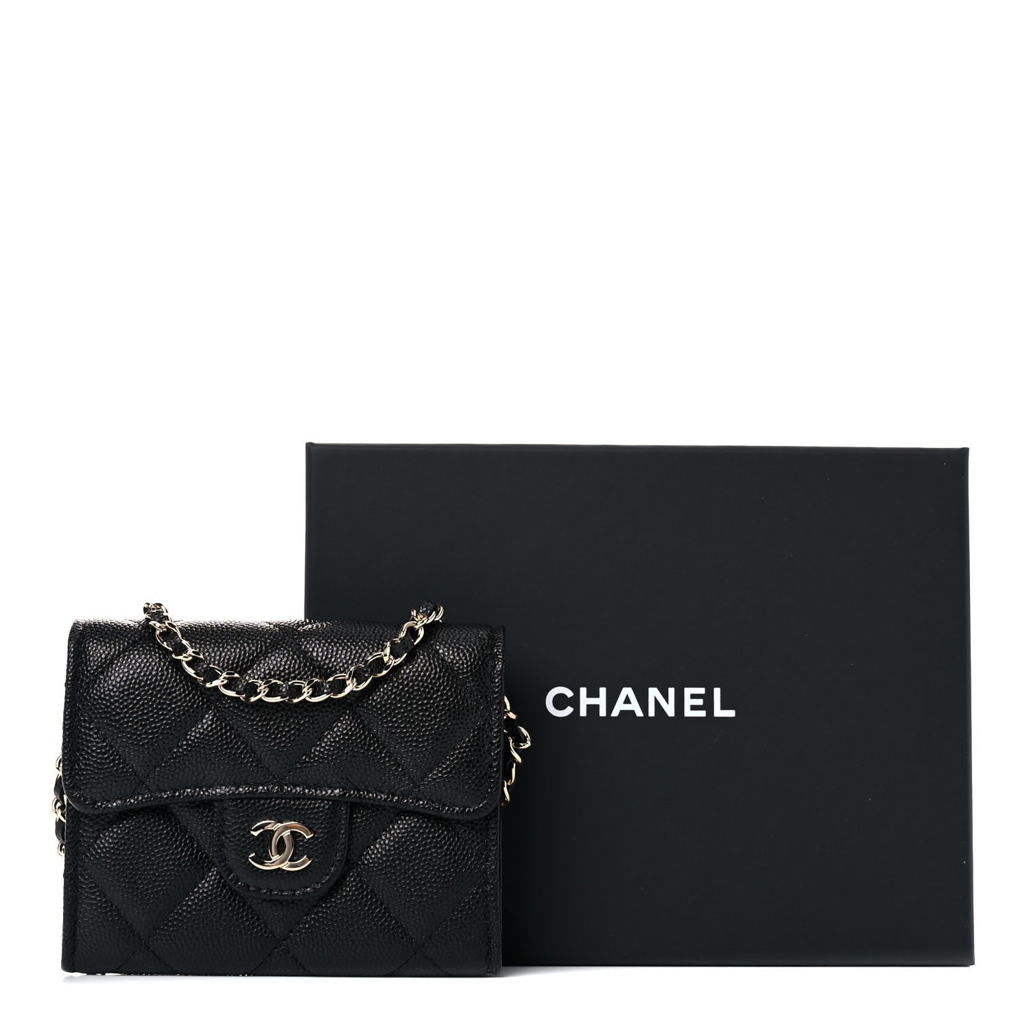 Chanel Caviar Quilted Flap Card Holder On Chain Black 11 of 11