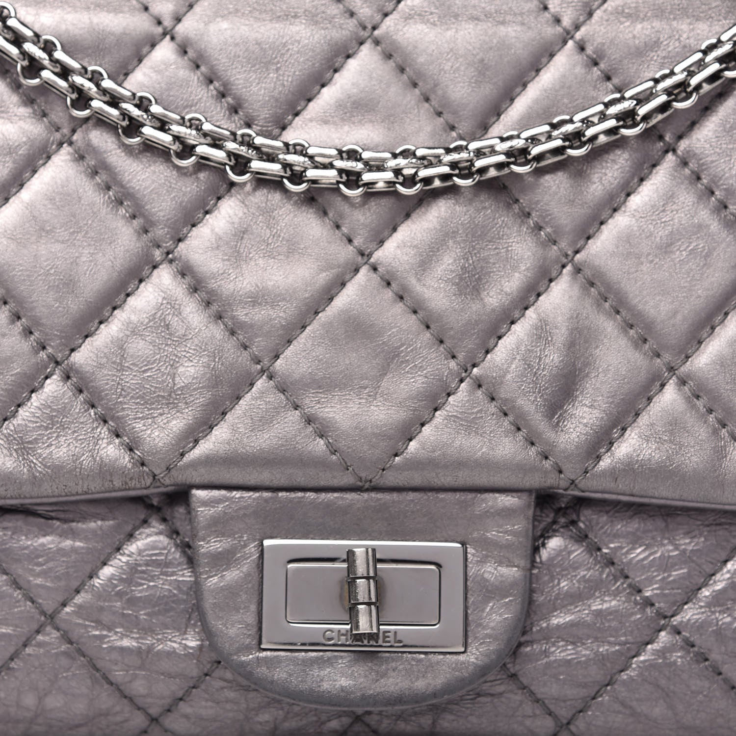 Chanel Metallic Aged Calfskin Quilted 2.55 Reissue 226 Flap Dark Silver 10 of 13