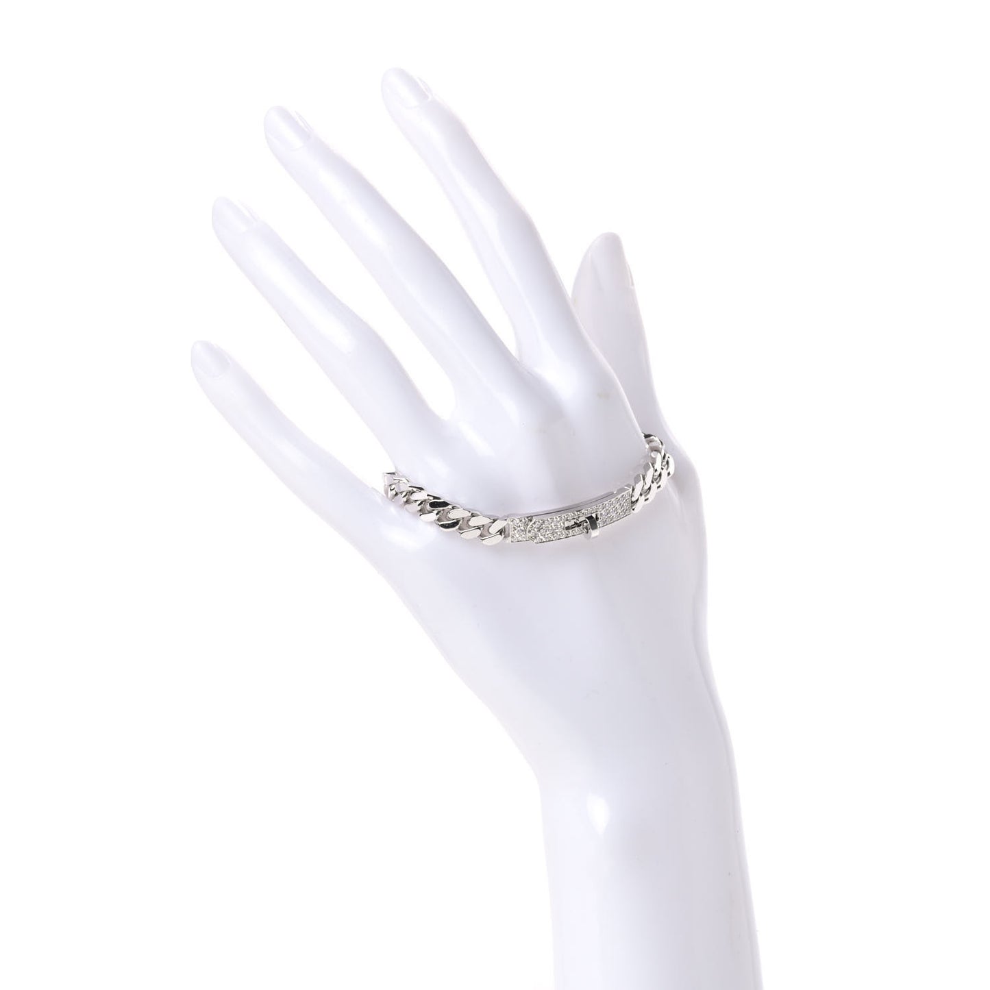 18K White Gold Diamond TPM Kelly Gourmette Bracelet SH