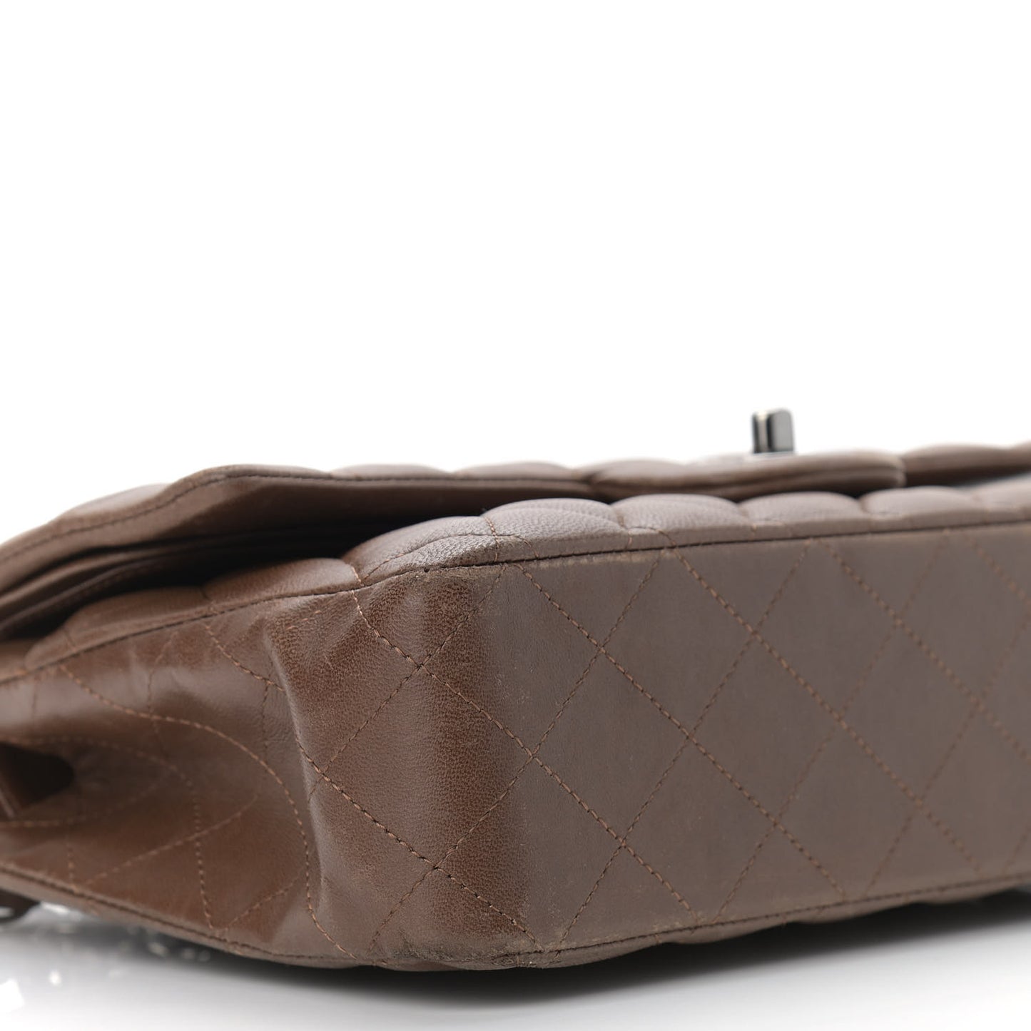 Lambskin Quilted Medium Double Flap Brown