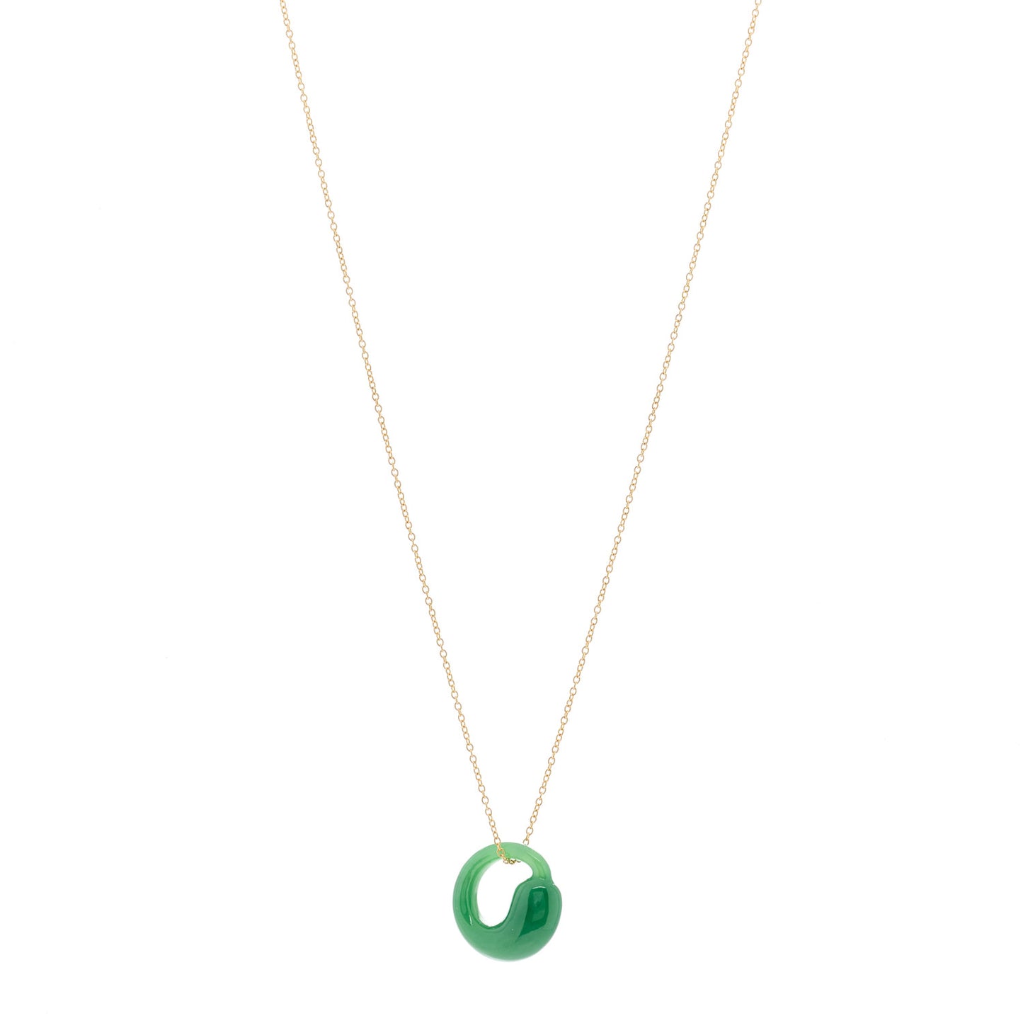 18K Yellow Gold Jade Elsa Peretti Eternal Circle Necklace