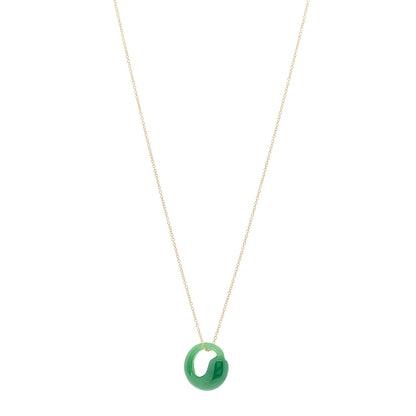 Tiffany 18K Yellow Gold Jade Elsa Peretti Eternal Circle Necklace 1 of 5