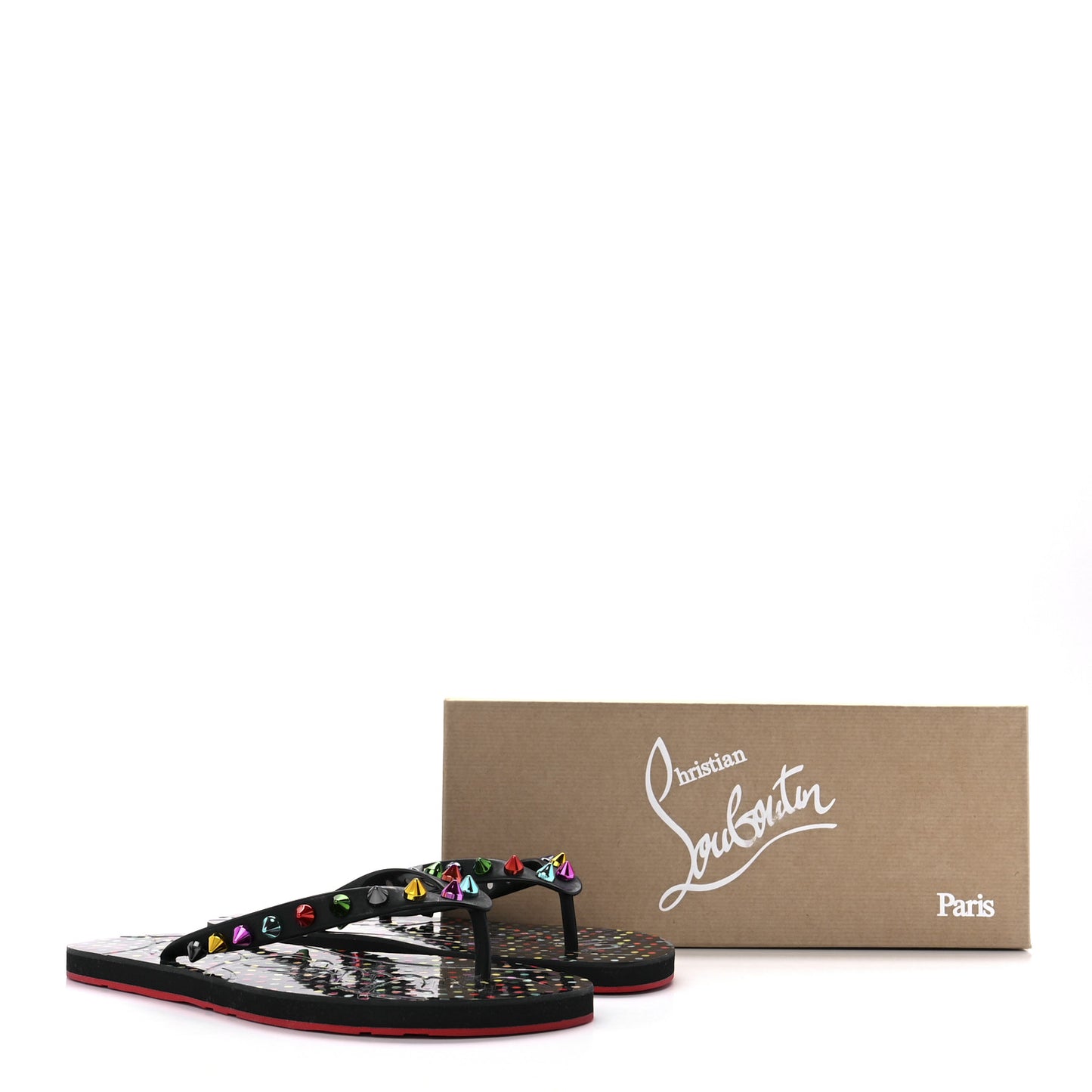 Rubber Spike Loubi Donna Flip Flop 38 Black Multicolor