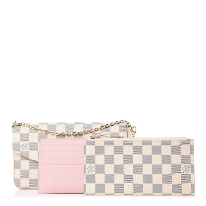 Louis Vuitton Damier Azur Pochette Felicie Chain Wallet Rose Ballerine 3 of 14