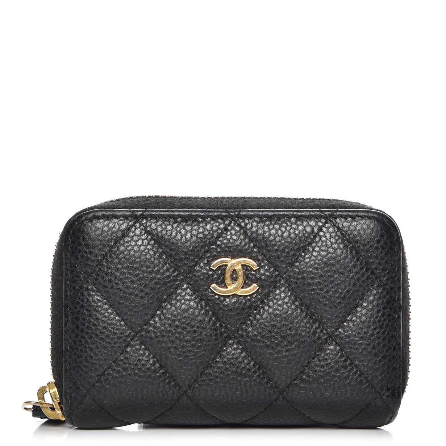 Caviar Quilted Zip Coin Purse Black