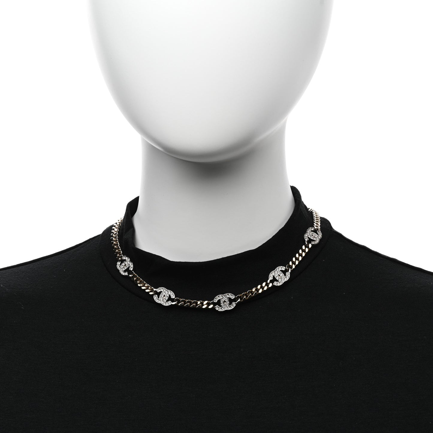 Crystal Chain CC Link Choker Gold Silver