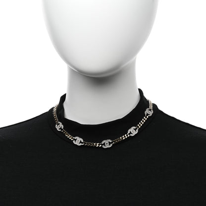 Chanel Crystal Chain CC Link Choker Gold Silver 2 of 6