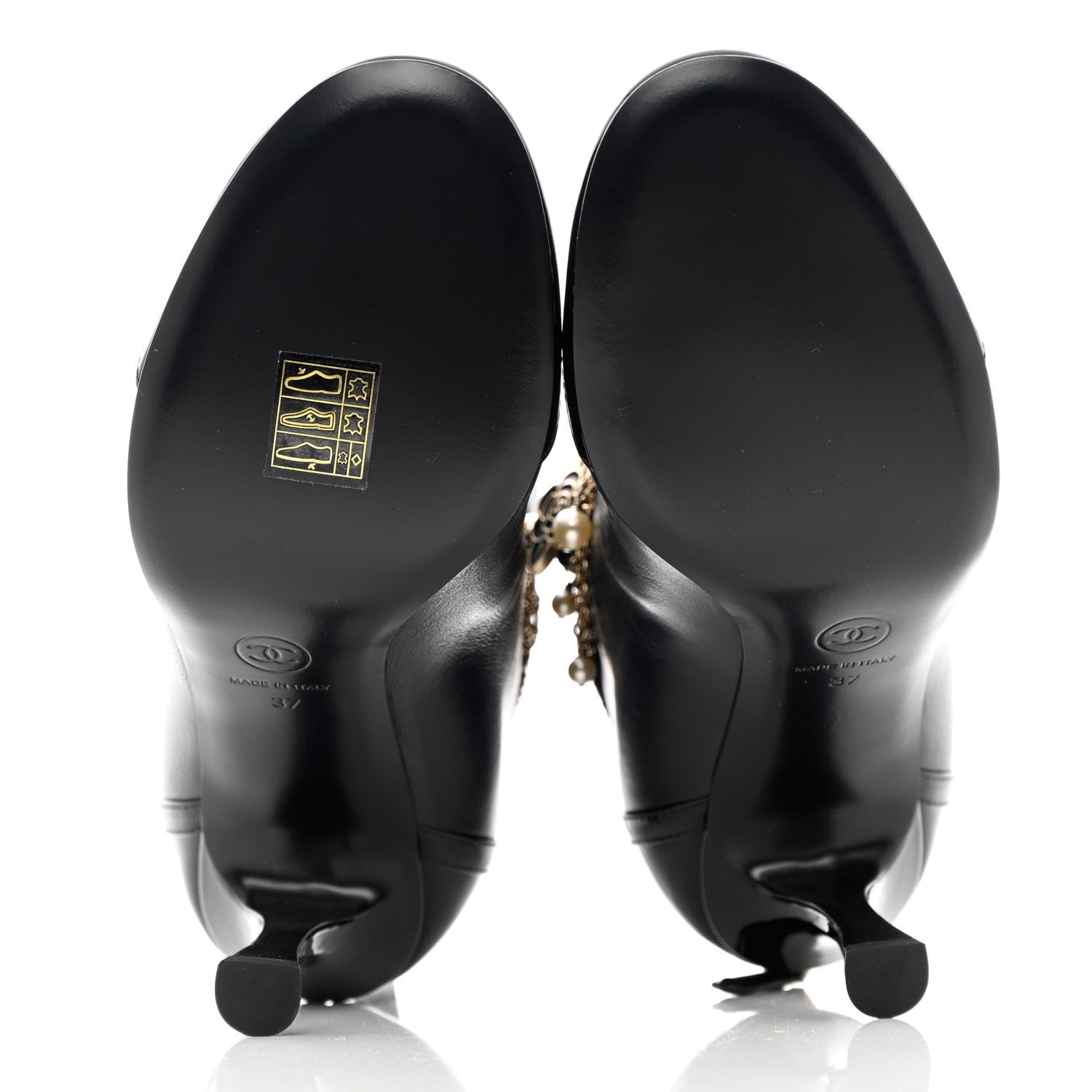 Chanel Lambskin Patent Calfskin Ankle Boots 37 Black 6 of 12