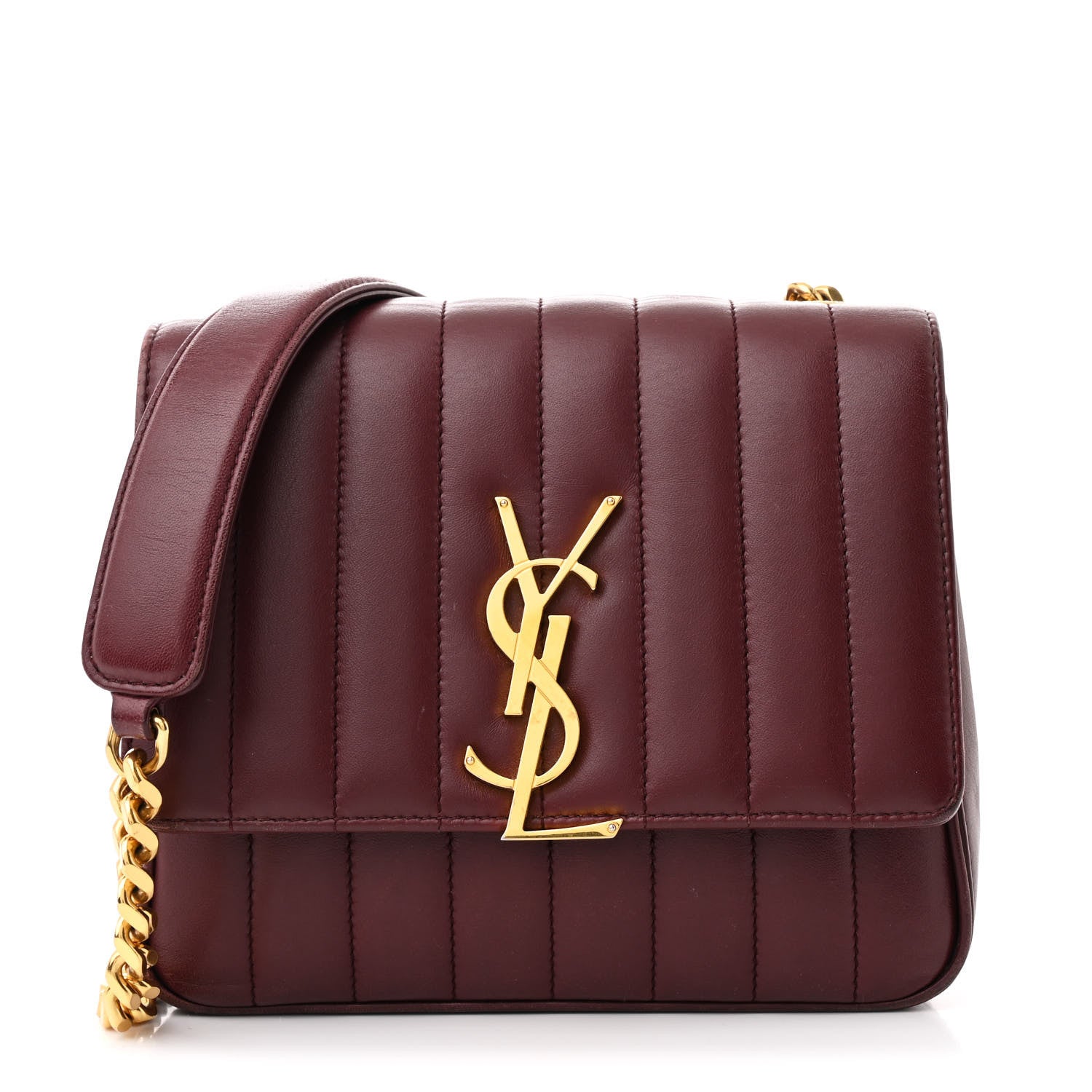 Saint Laurent Lambskin Matelasse Monogram Medium Vicky Chain Bag Rouge Legion 1 of 12