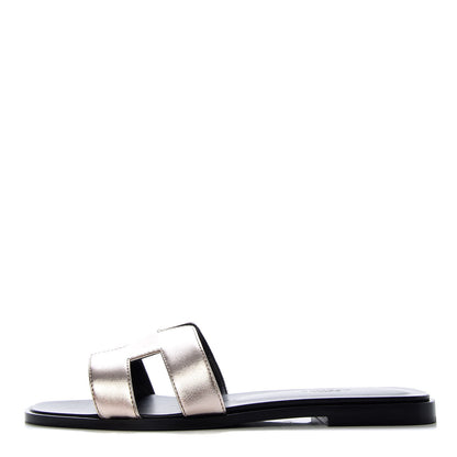 Hermes Metallic Calfskin Oran Sandals 38 Rose Dore 1 of 10