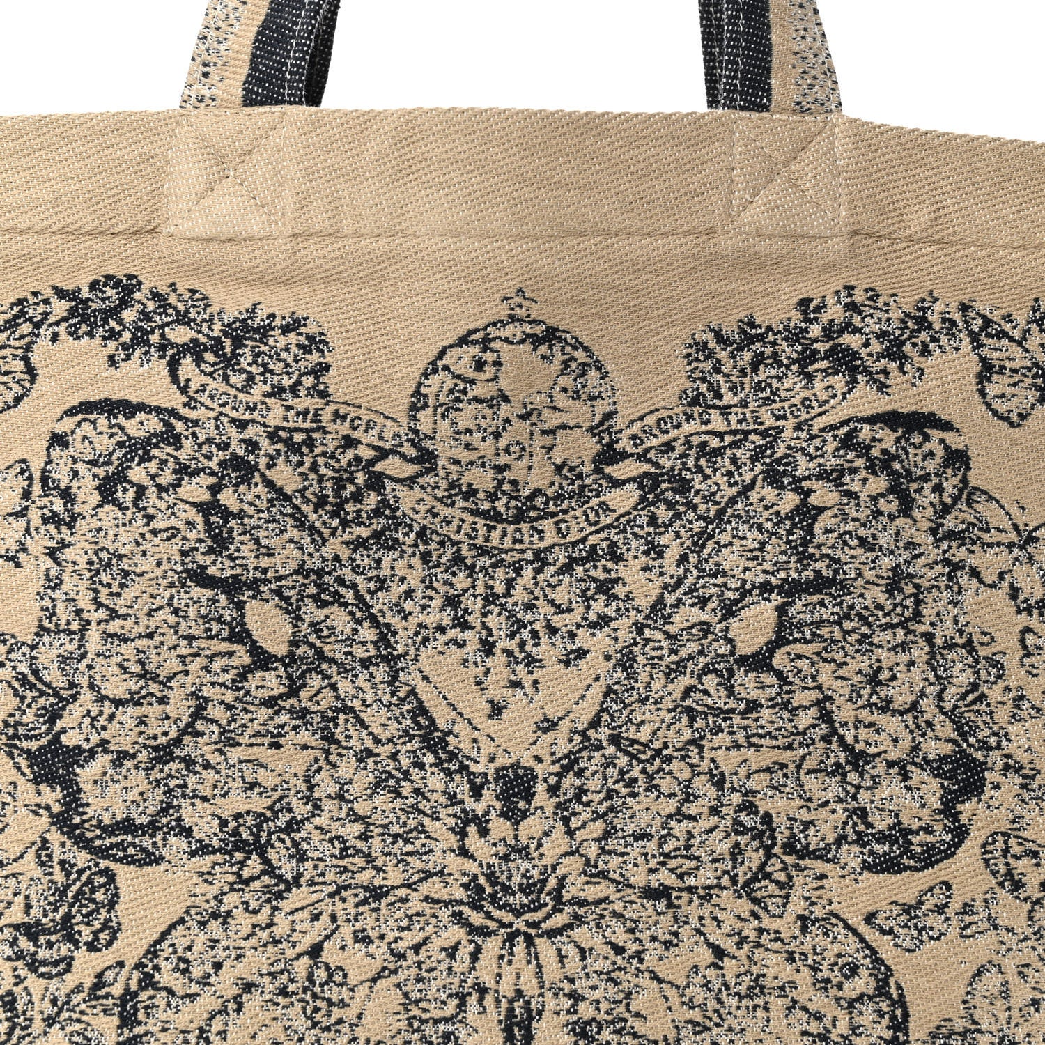 Christian Dior Canvas Print Cruise Tote Ivory Black 7 of 10