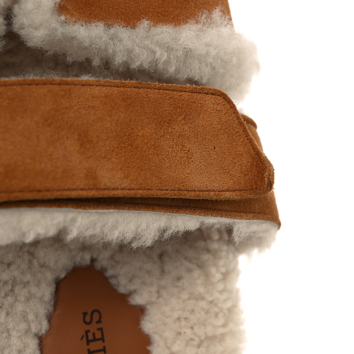 Suede Goatskin Woolskin Womens Chypre Sandals 36.5 Naturel Ecru