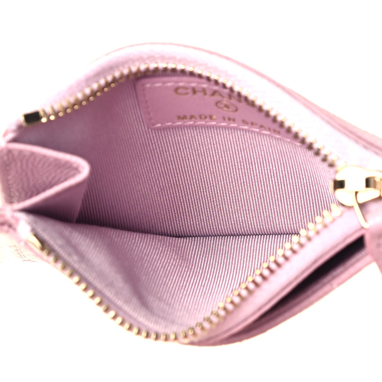 Caviar Quilted CC Zip Card Holder Light Pink