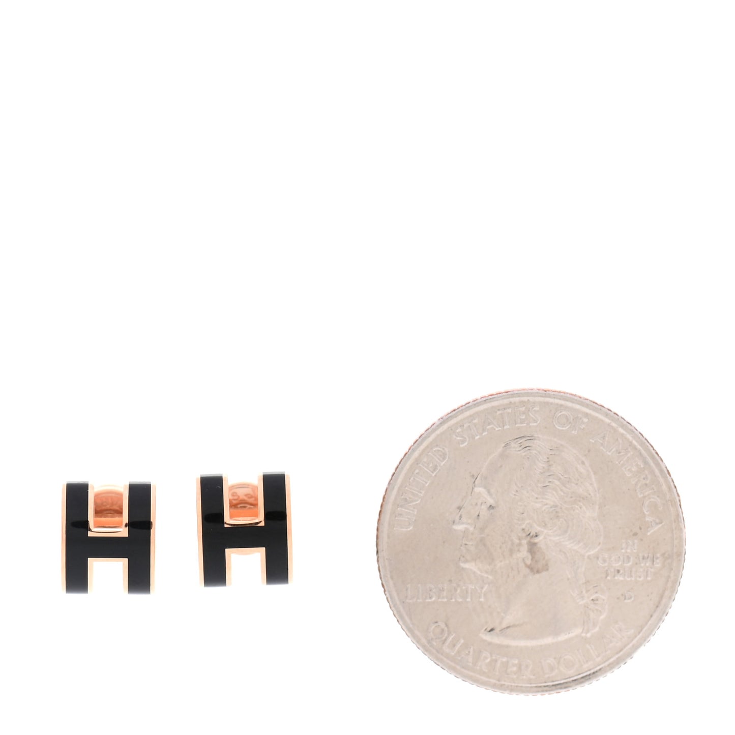 Rose Gold Lacquered Mini Pop H Earrings Black