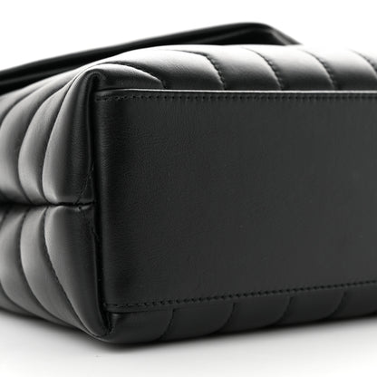 Saint Laurent Calfskin Y Quilted Monogram Monochrome Small Loulou Chain Satchel Black 9 of 10