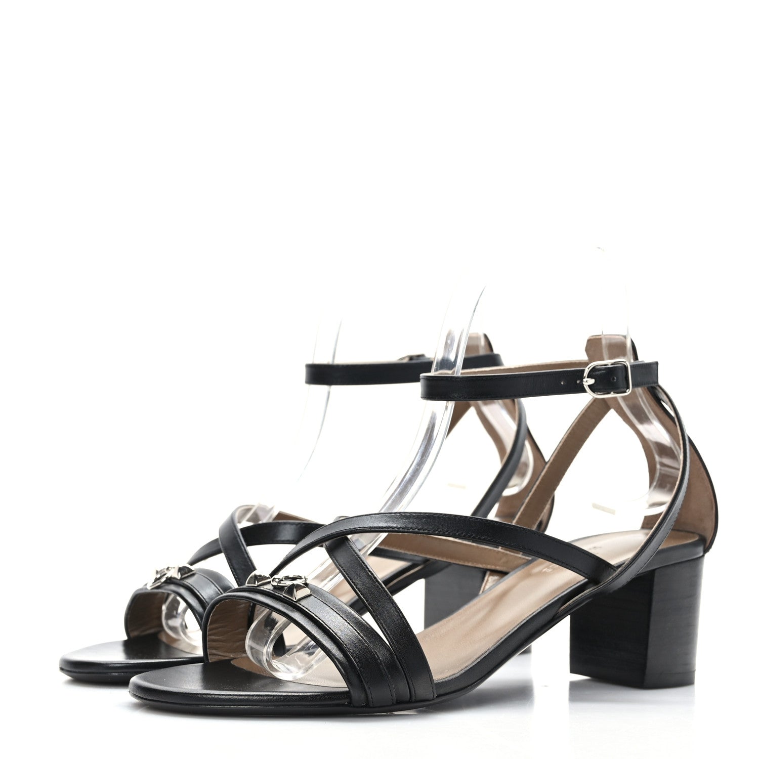 Hermes Calfskin Anthinea Sandals 38.5 Black 4 of 8