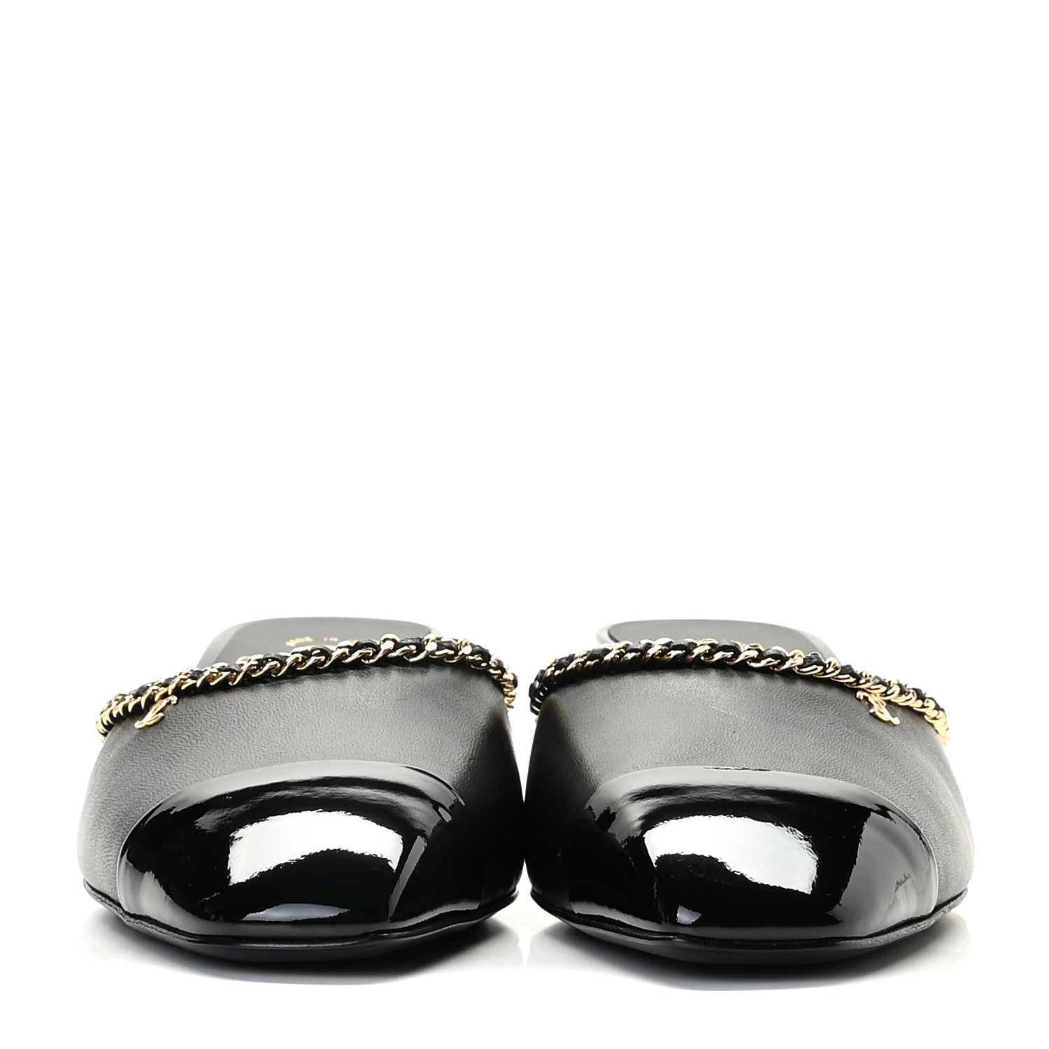 Chanel Lambskin Patent Chain CC Mules 39.5 Black 5 of 11