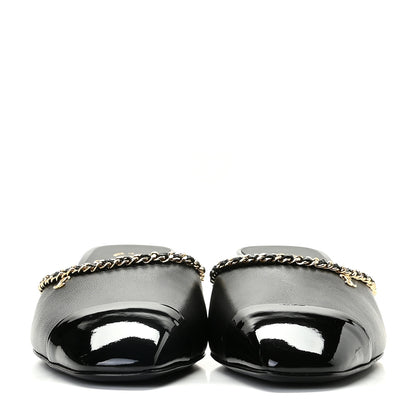 Chanel Lambskin Patent Chain CC Mules 39.5 Black 5 of 11