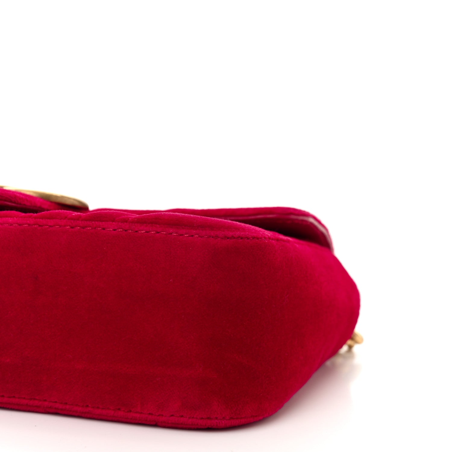 Gucci Velvet Matelasse Mini GG Marmont Shoulder Bag Hibiscus Red 9 of 9