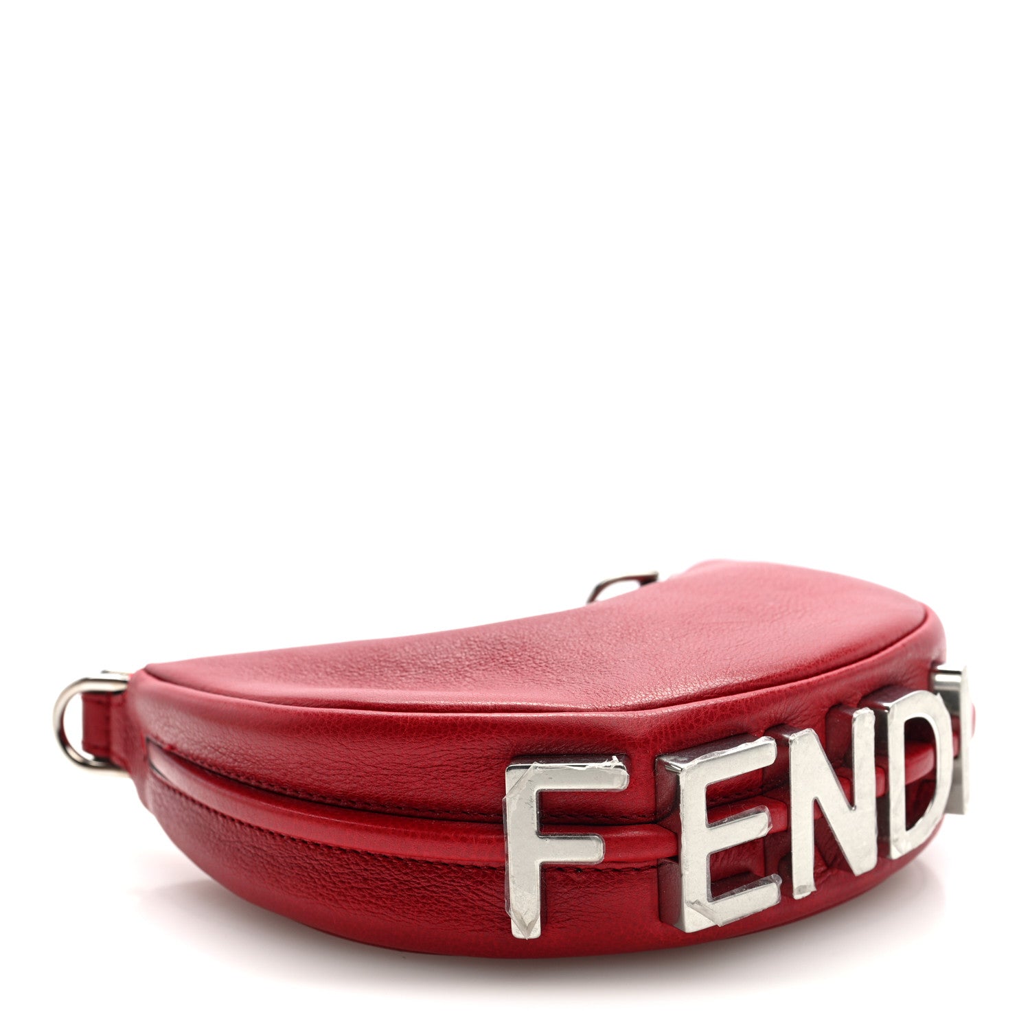Fendi Vitello Grace Matte Nano Fendigraphy Hobo Charm Scarlet 4 of 9