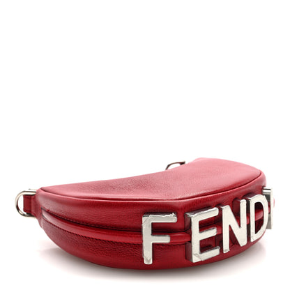 Fendi Vitello Grace Matte Nano Fendigraphy Hobo Charm Scarlet 4 of 9