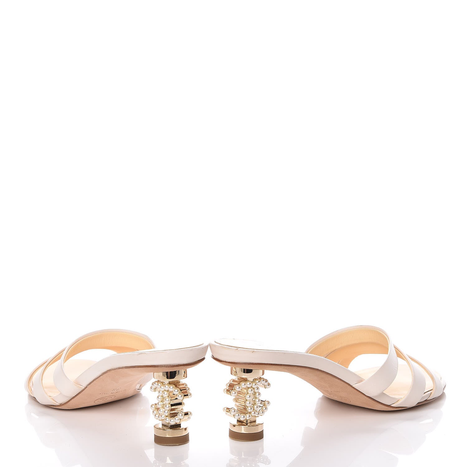 Chanel Calfskin Pearl CC Mule Sandals 36 White 6 of 18