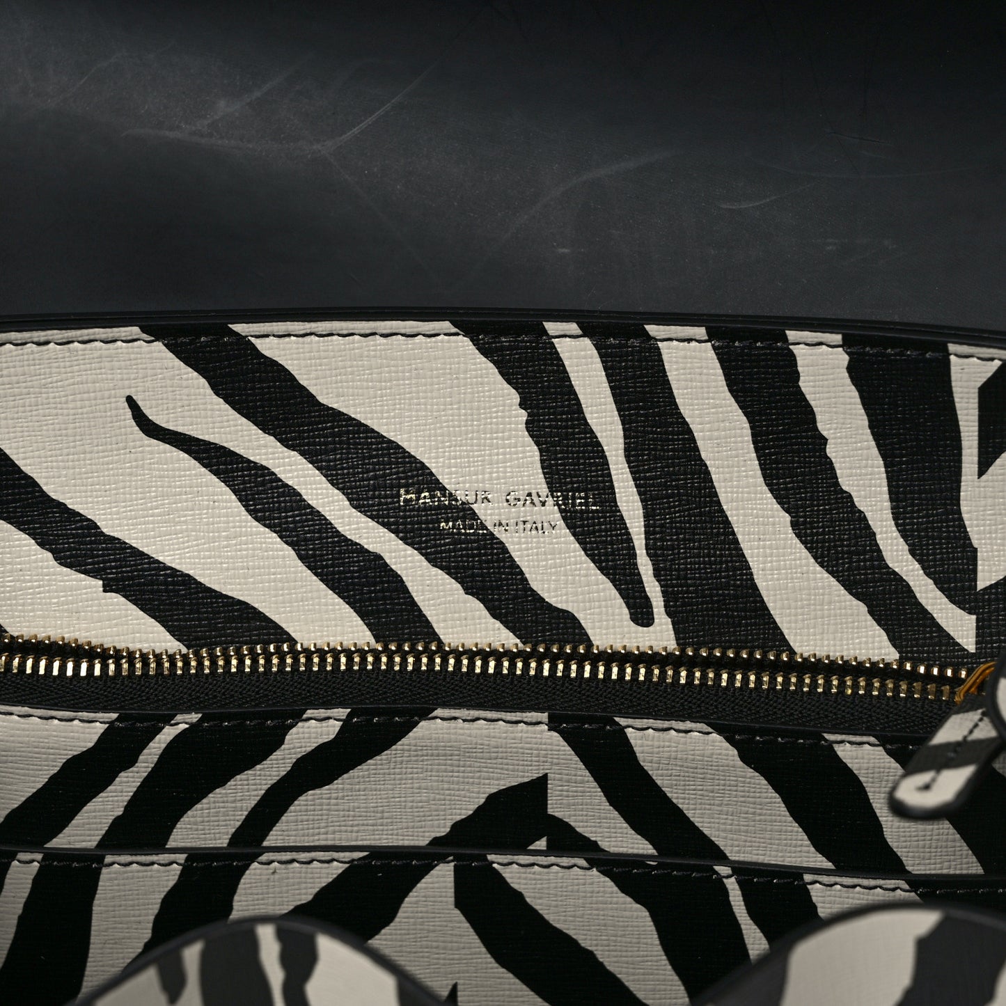 Saffiano Zebra Print Mini Lady Bag Black White