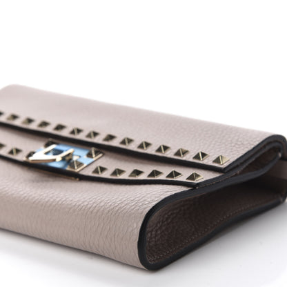 Valentino Garavani Grainy Calfskin Rockstud Double Flap Crossbody Bag Poudre 6 of 8