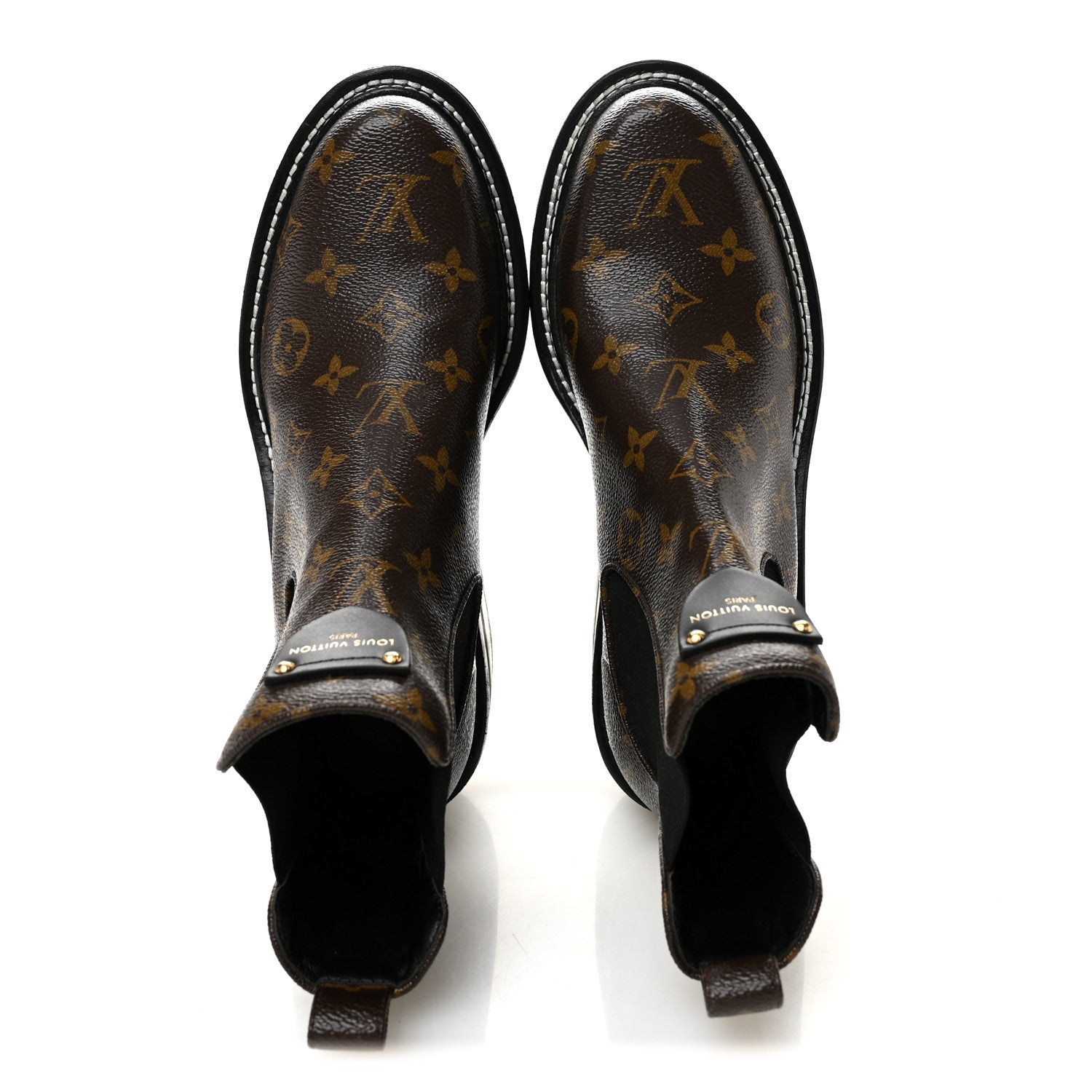 Louis Vuitton Patent Monogram LV Beaubourg Ankle Boots 38.5 Black 2 of 9
