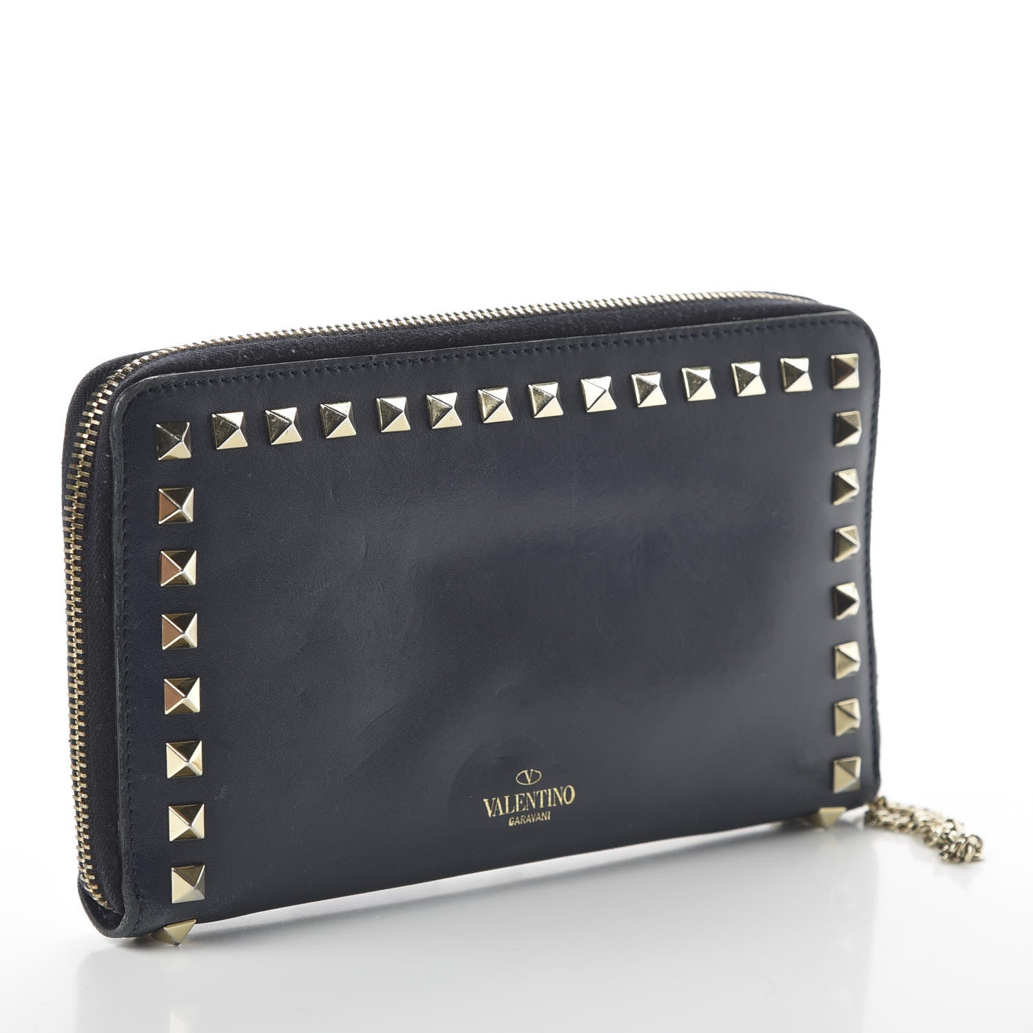 Valentino Garavani Nappa Rockstud Organizer Zip Around Wallet Marine 3 of 10